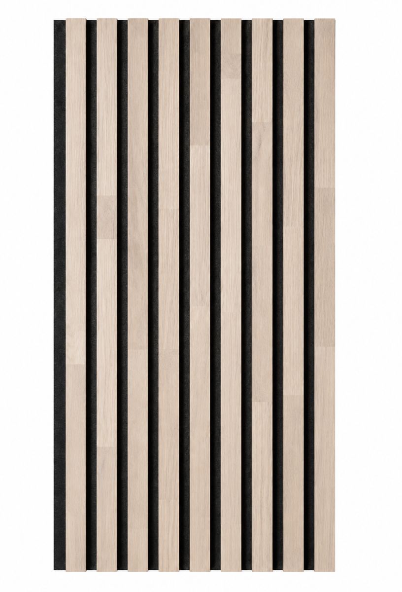 Paneles acústicos de madera maciza 2600 x 400 mm roble natural - efecto madera bruta-aceite