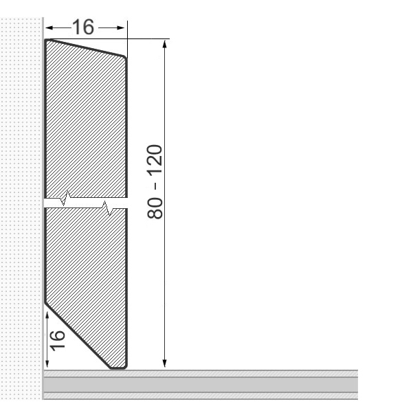 Plinthe en bois massif 100x16mm bord avant biseauté - chêne laqué