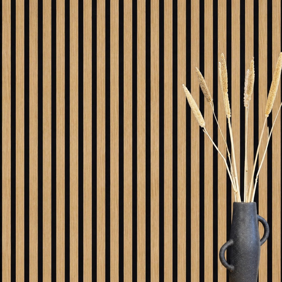 Muestra - chapa de madera real roble lacado - fieltro acústico negro