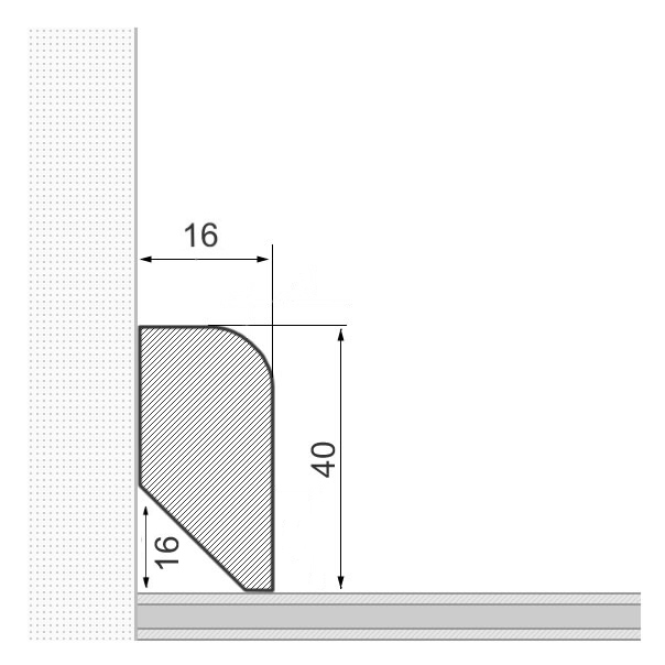 Plinthe en bois massif 40x16mm arrondie - chêne huilé