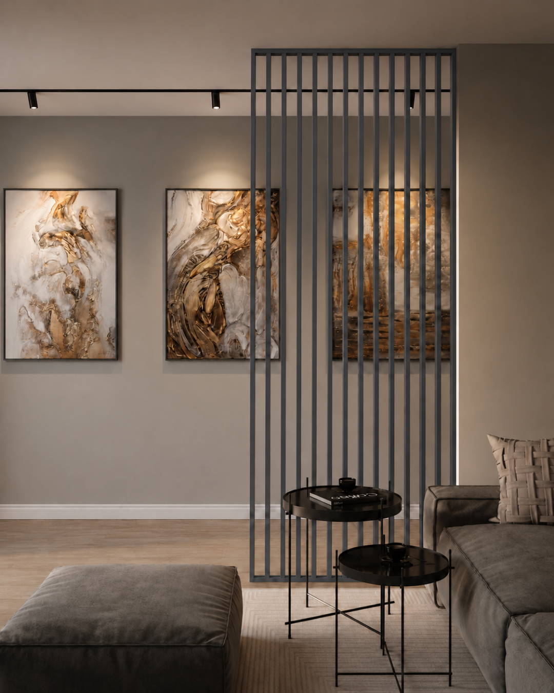 Separador de ambientes / pared de lamas 580 x 2750 x 65 mm Gris/antracita