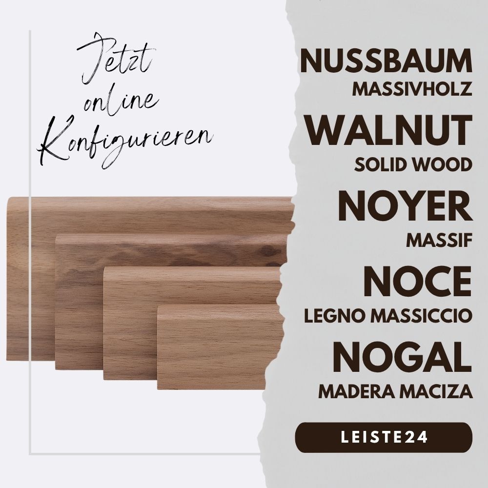 Configurateur de plinthes en bois massif Noyer