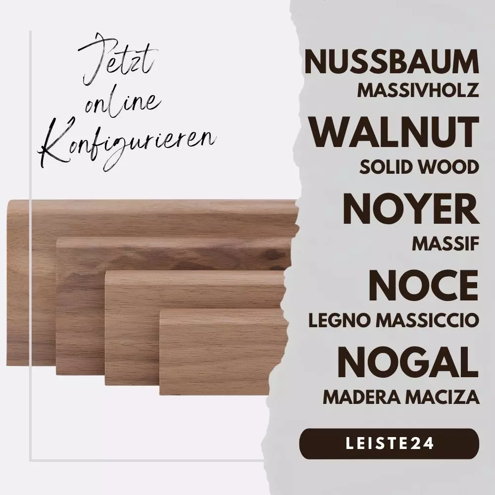 Massivholz Sockelleisten-Konfigurator Nussbaum