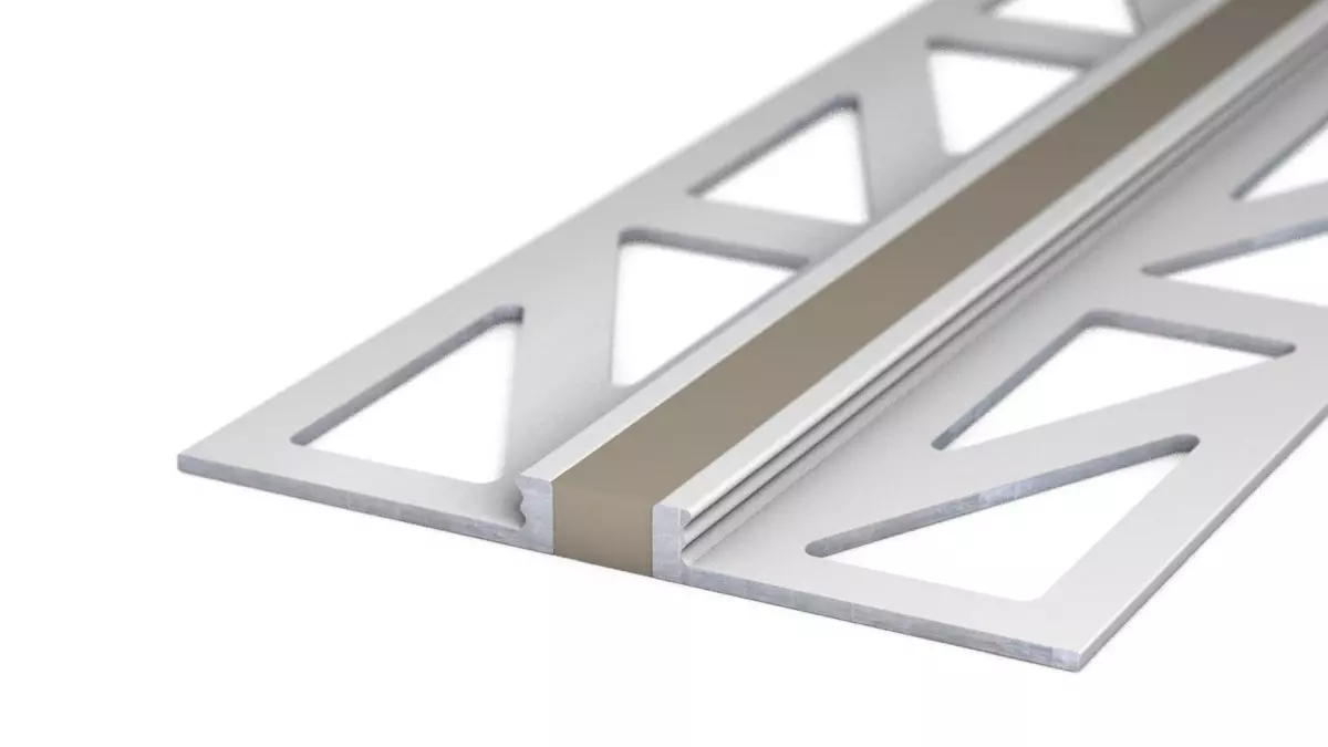 Aluminium-Dehnfugenprofil - Silikon-Fuge - für 3mm Beläge - Grau-Beige 3m