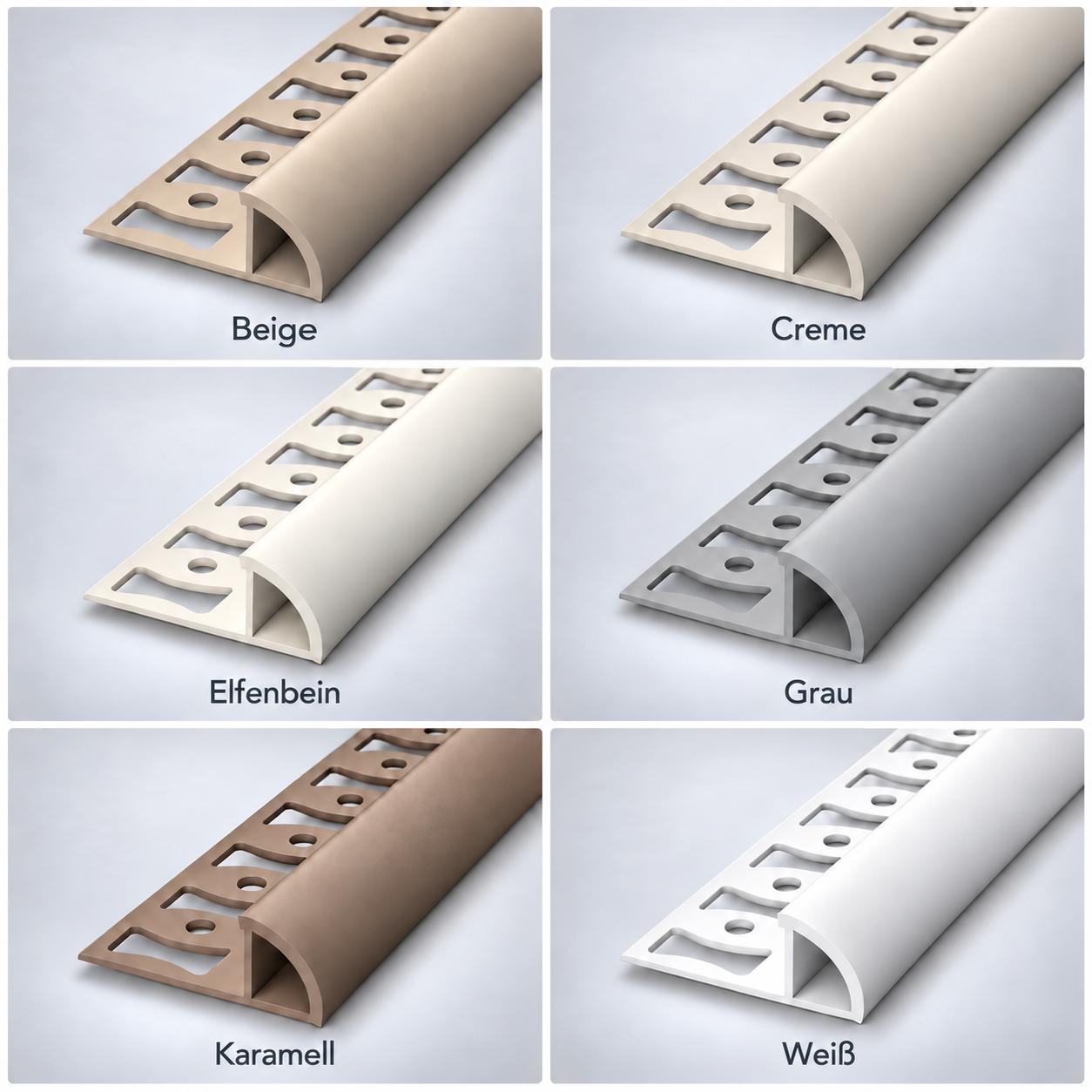Profilo triangolare in PVC per piastrelle  a quarto di tondo 8mm grigio