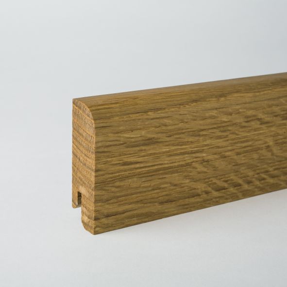 Plinthe en bois véritable avec arrondi bord avant 80 mm chêne huilé