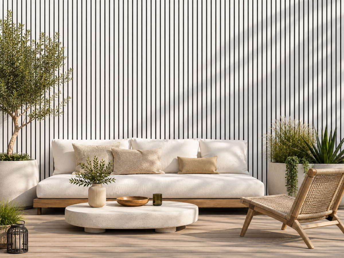Panel de pared para exteriores de WPC - Blanco