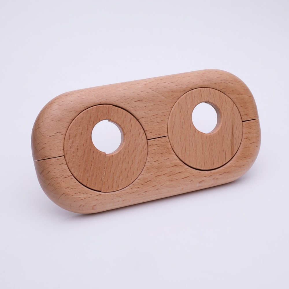 Rosette pour radiateurs en bois véritable sur des tubes d'un diamètre de 18 mm hêtre