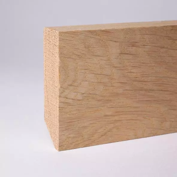 Vierkant Massivholz-Sockelleiste 80mm - Eiche roh