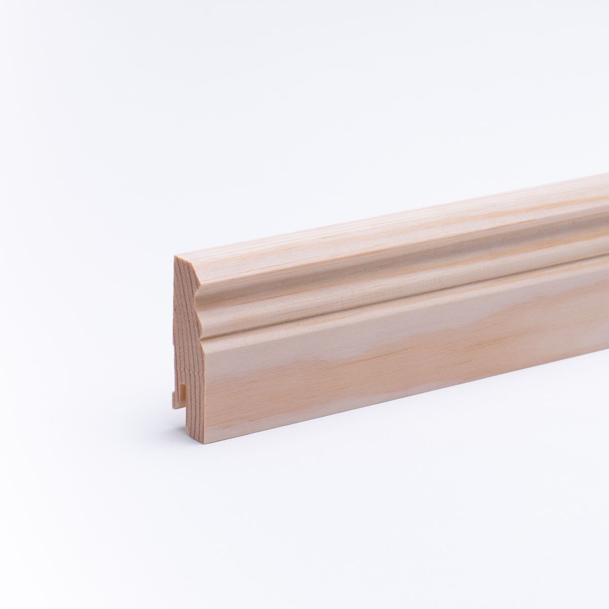 Rodapié de madera maciza perfil Berlin 60 mm, pino crudo