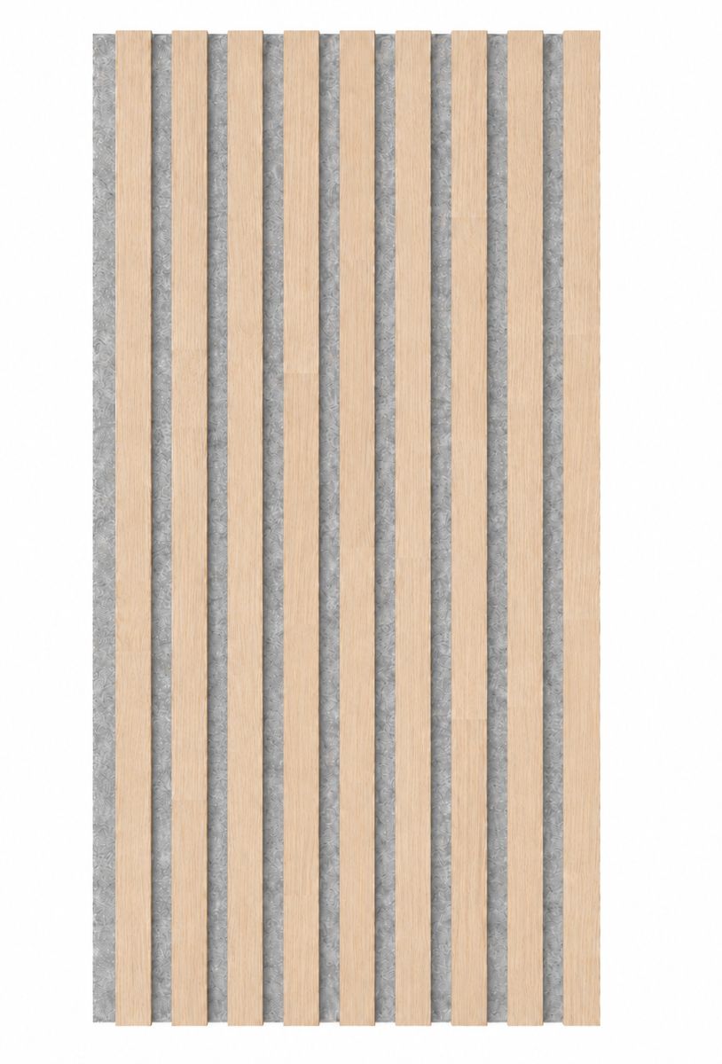 Panel acústico de madera maciza Acoustic+ Gris 2600 x 400 mm - Roble natural - Light White