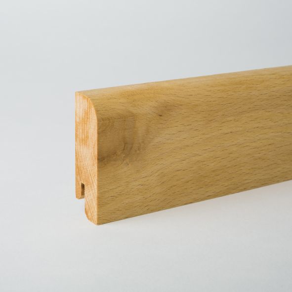 Plinthe en bois véritable avec arrondi bord avant 80mm hêtre huilé