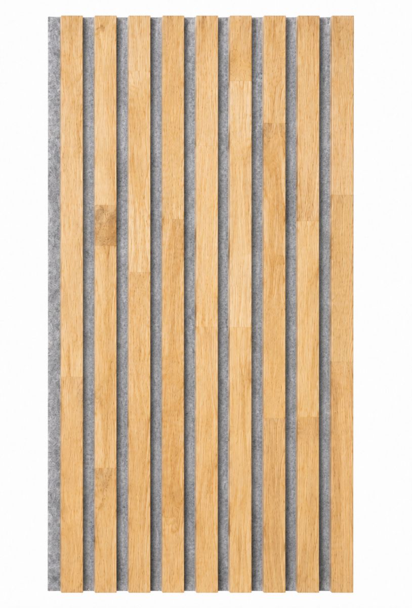 Panel acústico de madera maciza Acoustic+ Gris 2600 x 400 mm - Roble natural - Sin tratar
