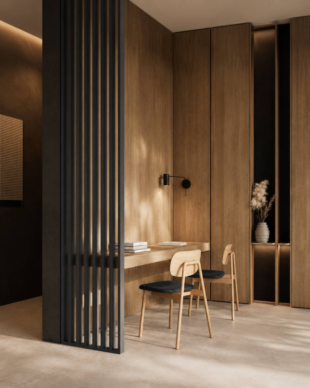 Separador de ambientes / pared de lamas 580 x 2750 x 65 mm Gris/antracita