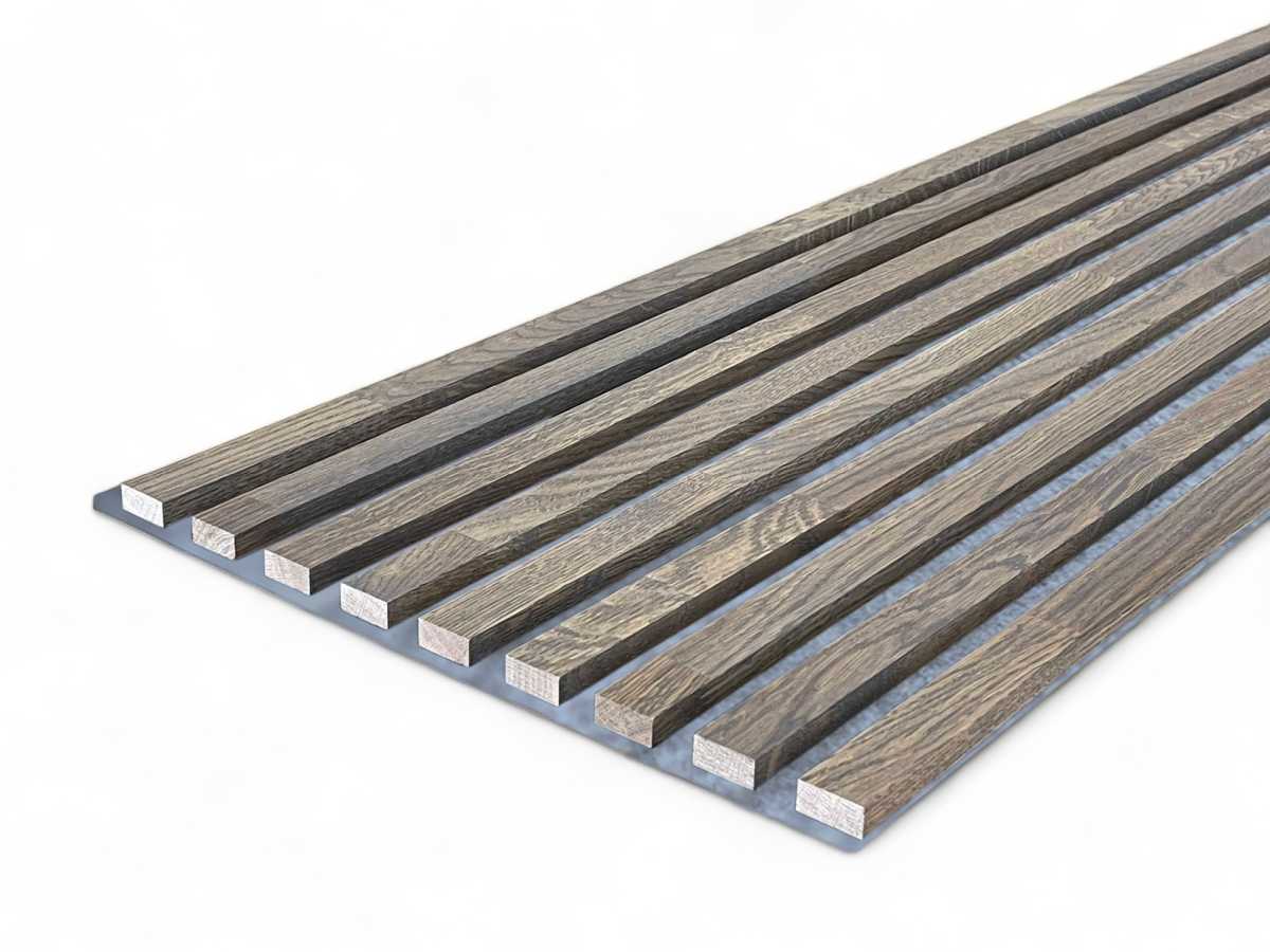 Panneaux acoustiques gris en bois massif 2600 x 400 mm chêne naturel - Gris Alaska
