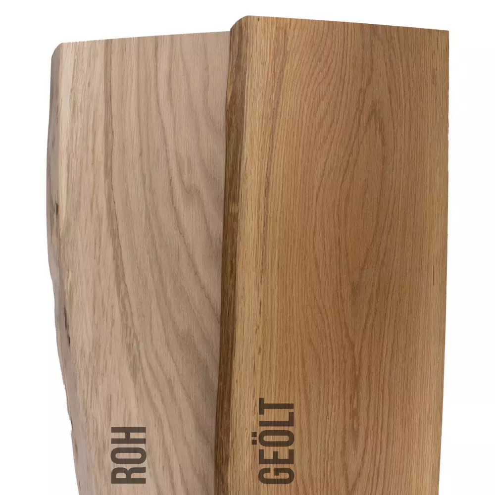 Eichenbrett rustikal 25 mm einseitig Baumkante  - Tiefe 15 cm