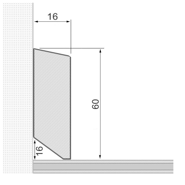 Plinthe en bois massif 60x16mm bord avant biseauté - chêne brut
