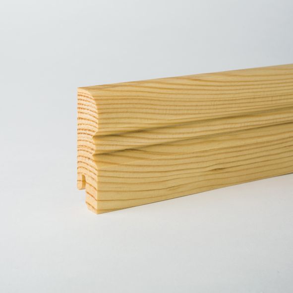 Plinthe en bois véritable profil Vieux Rhin 60 mm pin huilé