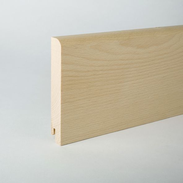 Plinthe en bois véritable avec arrondi bord avant 100mm hêtre naturel