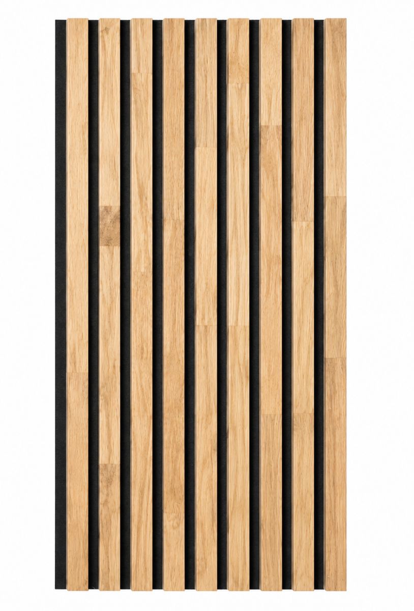 Panel acústico de madera maciza Acoustic+ Negro 2600 x 400 mm - Roble natural - Sin tratar