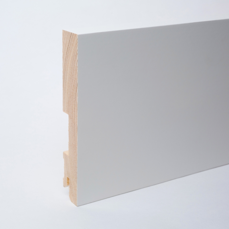 23 mètres linéaires de plinthes en bois massif 120mm carrées- blanches