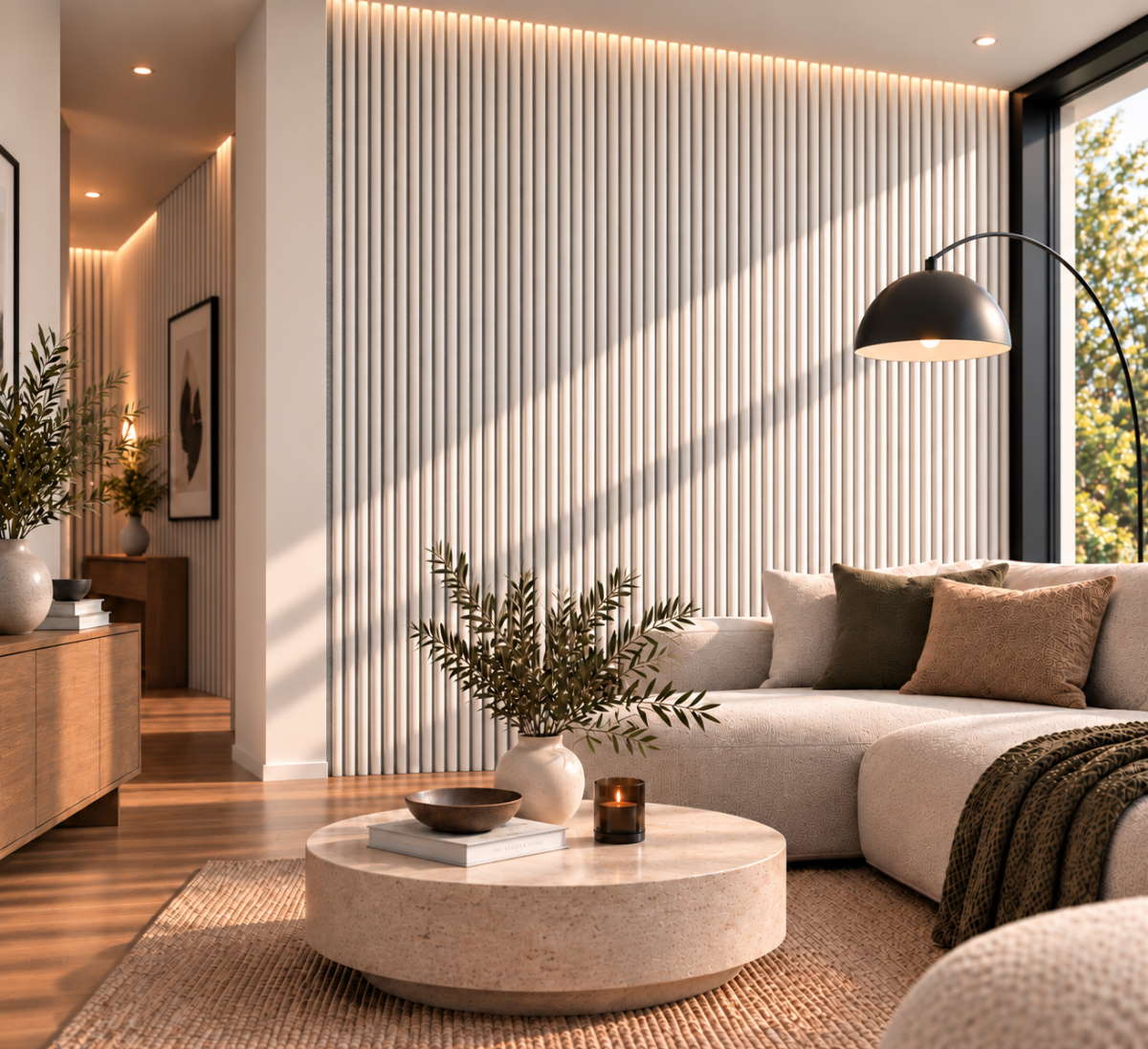 Pannello acustico WAVE 2600 x 400 mm - Feltro acustico grigio - White