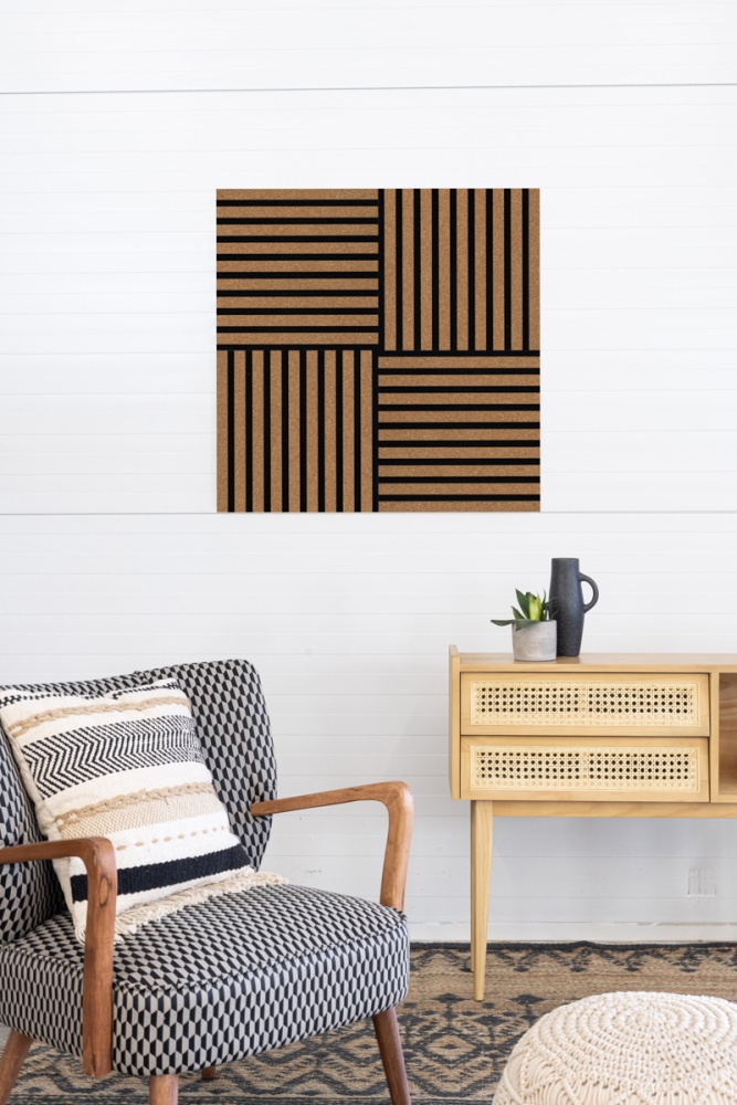 Acoustic+ Premium Akustikpaneel Kork Fein 400 x 400 mm - Akustikfilz Schwarz