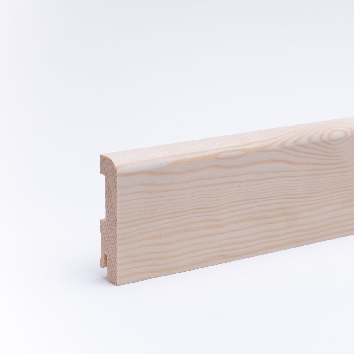 Plinthe en bois véritable avec arrondi bord avant 80mm pin naturel