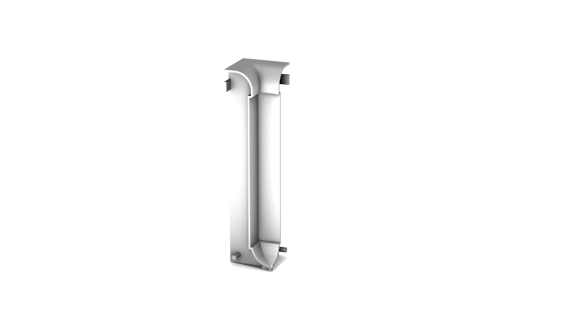 Angle intérieur pour plinthe en aluminium 379 avec insert 4-5 mm - argent