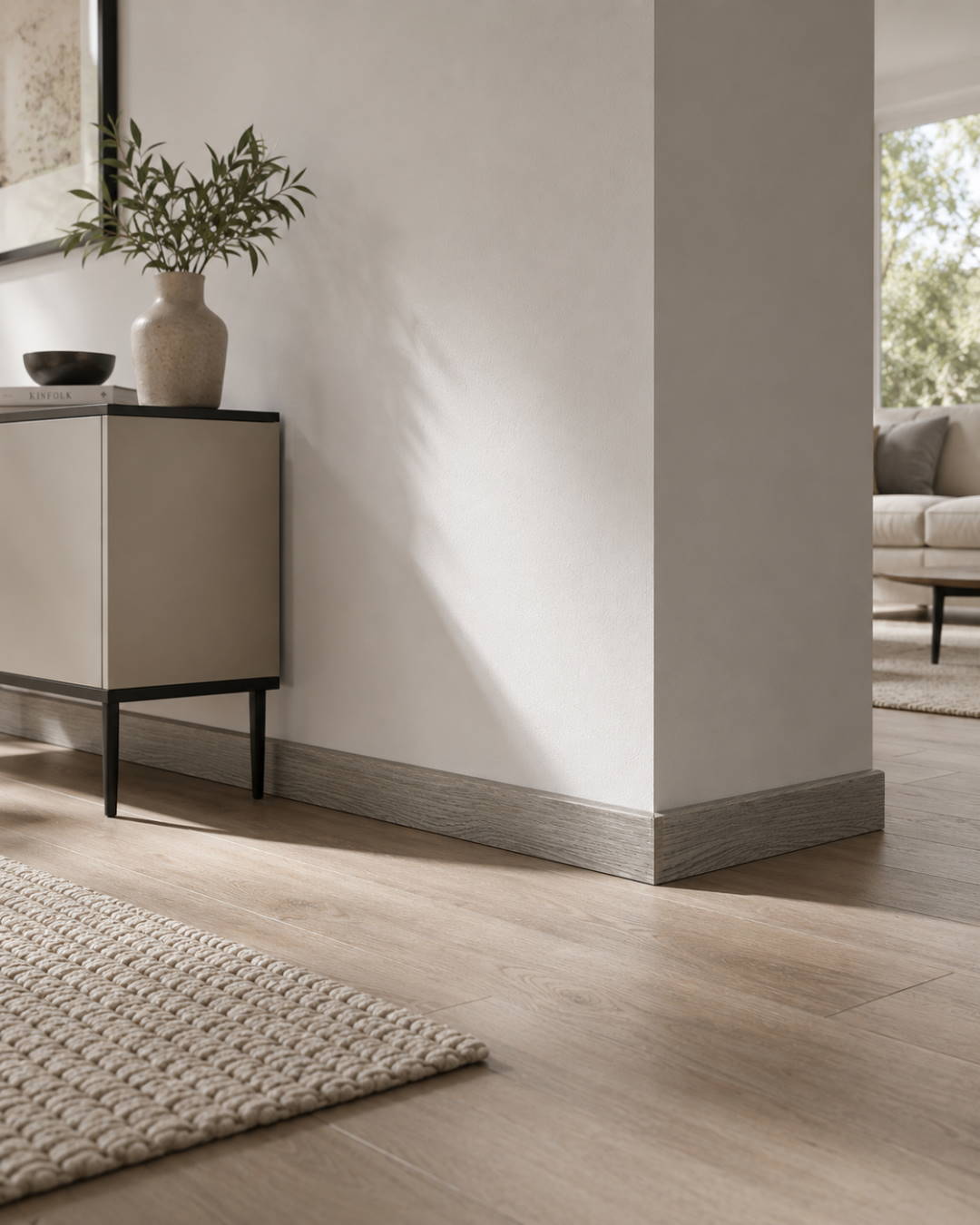Rodapié con acabado tipo madera 60 mm, roble gris