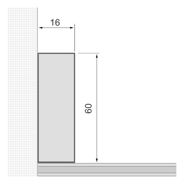 Plinthe en bois massif 60 x 16 mm square - chêne brut
