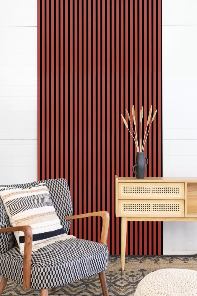 Akustikpaneel 2400 x 600 mm Coral - Akustikfilz  Schwarz - Wandverkleidung