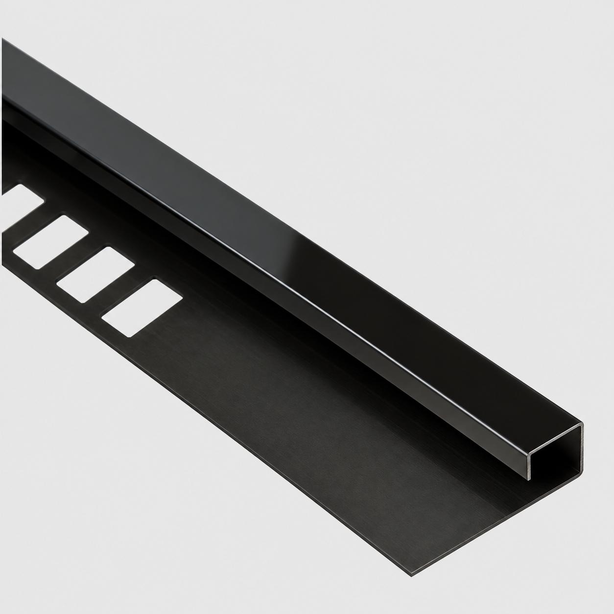 Perfil cuadrado de acero inoxidable «tipo Q» de 14 mm con ranura – Negro brillante