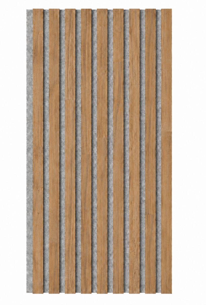 Panel acústico de madera maciza Acoustic+ Gris 2600 x 400 mm - Roble natural - Traffic Grey