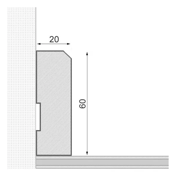 Massivholz-Sockelleiste 60mm gefaste Vorderkante - Eiche gebürstet und geölt