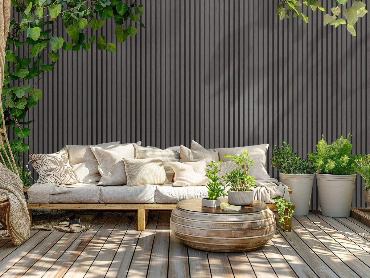 Panel de pared para exteriores de WPC - Gris