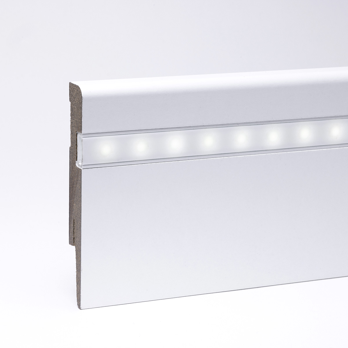 Plinthe LED - Profilé de Weimar 100 mm MDF - Blanc