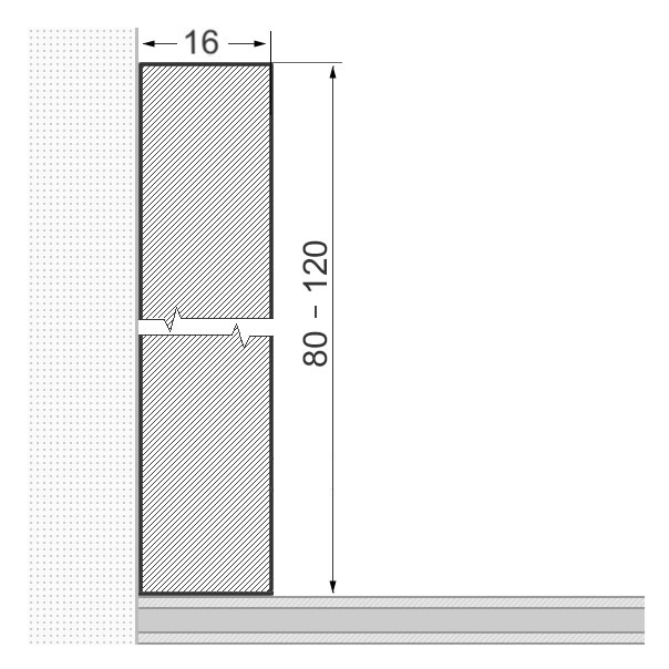 Plinthe en bois massif 80x16mm square - chêne brut