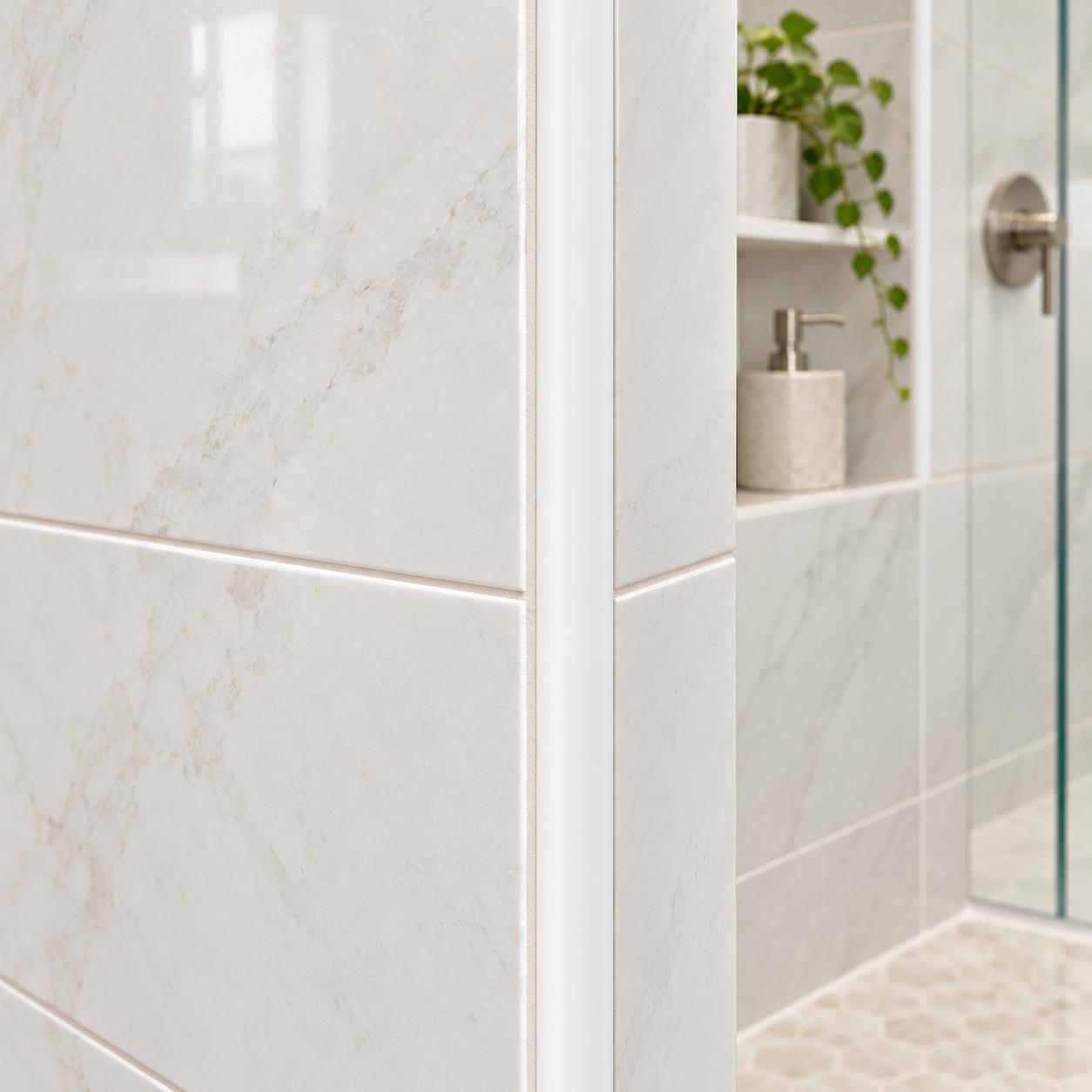 Profilo triangolare in PVC per piastrelle  a quarto di tondo 8mm grigio