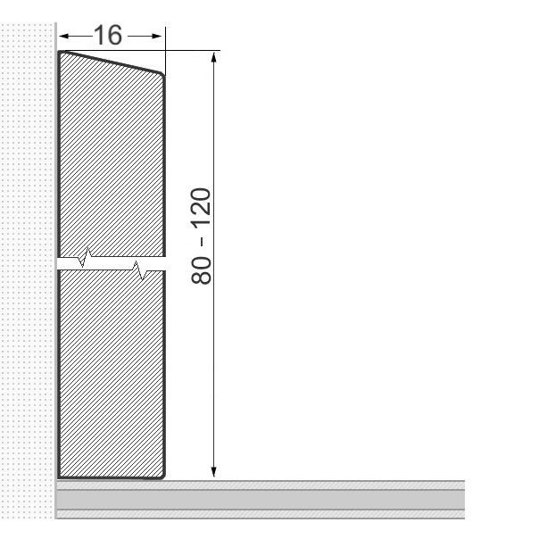 Massivholz-Sockelleiste 100x16mm abgeschrägt - Eiche roh