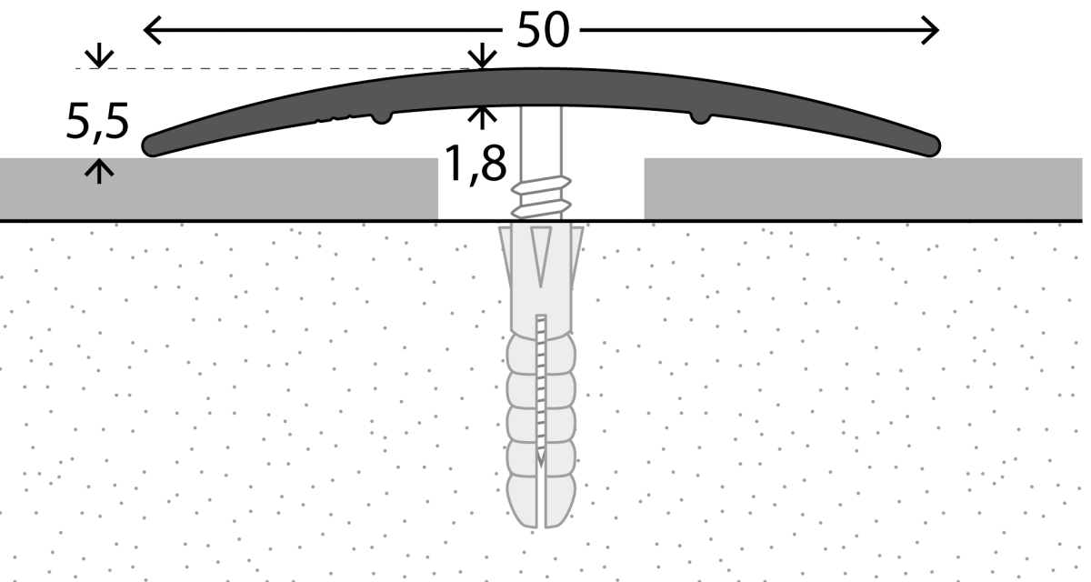 Prinz profilo di transizione 50 mm - N. 137 - Acciaio inox opaco - 270 cm