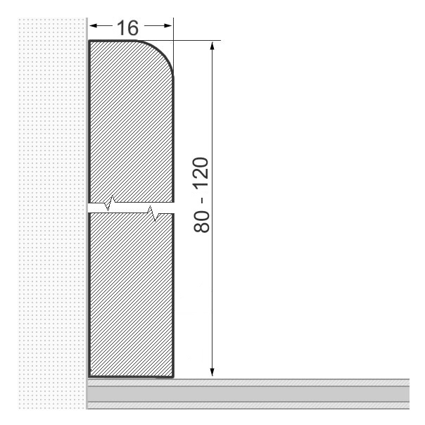 Plinthe en bois massif 80x16mm arrondie - chêne laqué