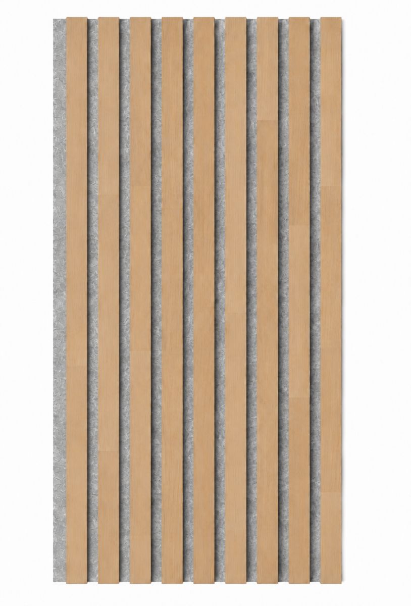 Panel acústico de madera maciza Acoustic+ Gris 2600 x 400 mm - Roble natural - Ash Grey