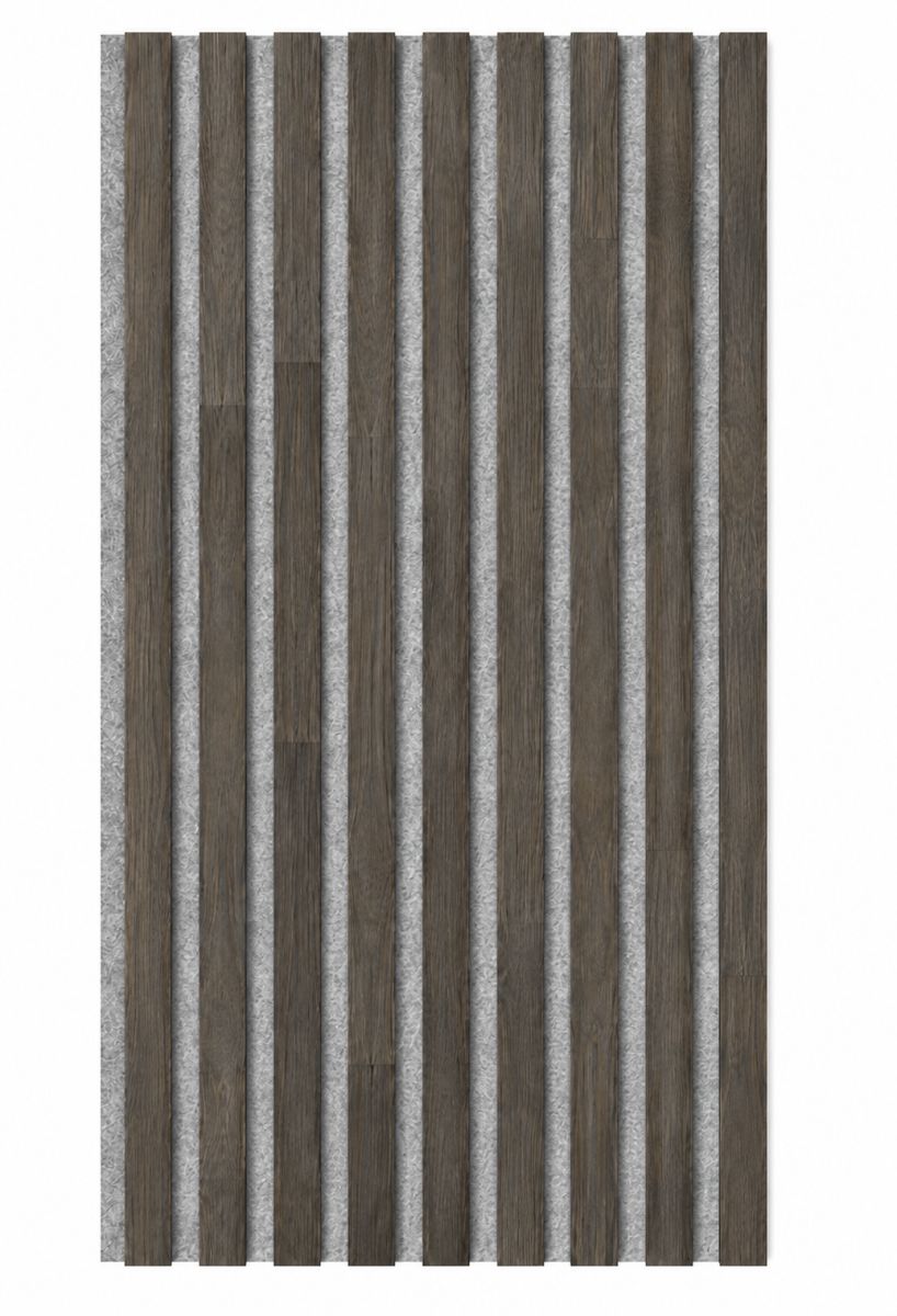Panel acústico de madera maciza Acoustic+ Gris 2600 x 400 mm - Roble natural - Midnight Black