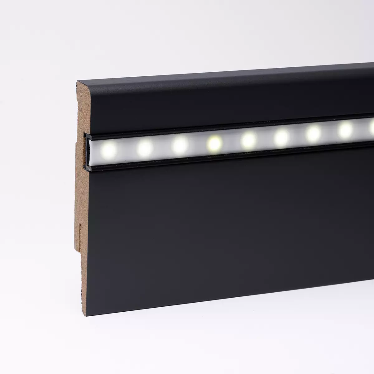 LED-Sockelleiste - Weimarer Profil 100 mm MDF - Grau/Anthrazit