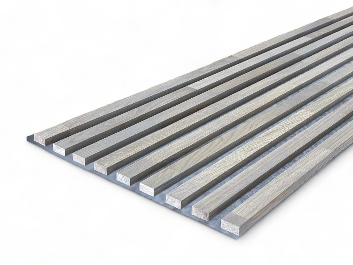 Panneaux acoustiques gris en bois massif 2600 x 400 mm Chêne naturel - Gris cendré