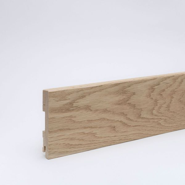 Plinthe en bois massif 100mm chanfreinée - Chêne brossé brut