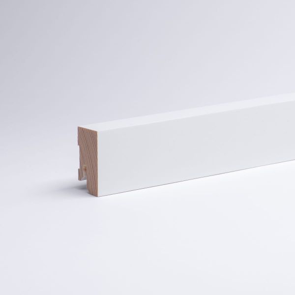 Plinthe en bois véritable carré 40 mm opaque blanc laqué